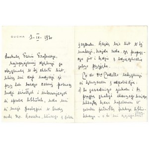 [TARNOWSKI Juliusz]. Handwritten letter from Juliusz Tarnowski to an unnamed prof....