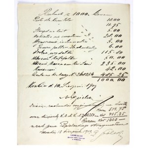 [SOLSKI Ludwik]. Ludwik Solski's handwritten note on financial settlements, dat....