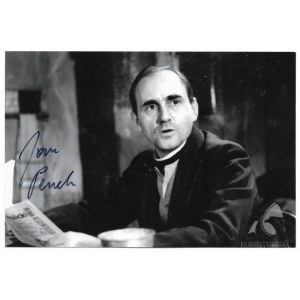 (PESZEK Jan). Unterschrift des Schauspielers auf einer Schwarz-Weiß-Fotografie, die ihn in dem Film Writer zeigt.