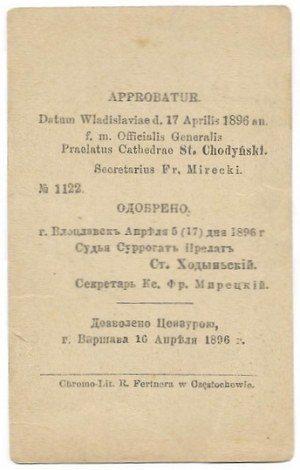 WIZERUNEK cudownego obrazu św. Józefa w kollegjacie kaliskiej. 1896.