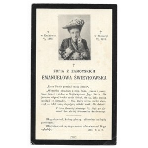 ŚWIEYKOWSKA Zofia née Zamoyska Emanuelowa (b. 1880, d. Aug. 20, 1913).