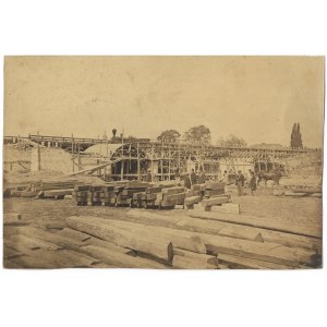 [KRAKOW - construction of railroad bridge in over Grzegórzecka and Dietla Streets - situational photograph]. [1862]....