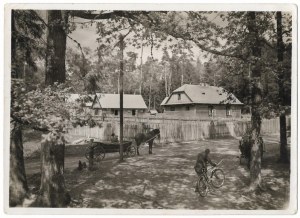 [Bialowieza Forest - in front of farm buildings - situational photograph]. [late 1920s]....