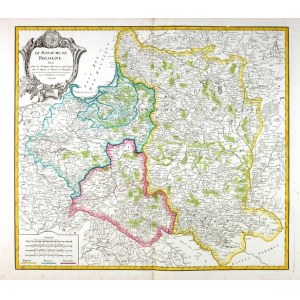 Mapa Poľska od R. de Vaugondyho okolo roku 1795.