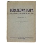 [POLSKA]. Obrazkowa mapa ilustrująca dzieje Polski. Mapa trójbarwna na ark. form....