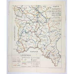 [HUCULSHCHYNA]. Map of marked tourist routes of Hutsul region. Color map form. 43,4x34,...
