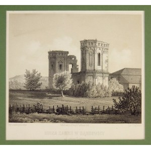 [DĄBROWICA]. Ruine des Schlosses in Dąbrowica von der Lubliner Seite. Getönte Lithographie. 17,7x21,...