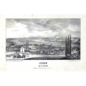 [JASŁO]. Jaslo from the east. Lithograph form. 10.8x19.6 on ark. 22.4x29.4 cm.