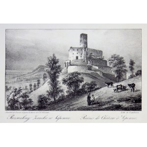 [LIPOWIEC]. Zrúcaniny hradu Lipowiec. Ruines du Château à Lipowiec. Forma litografie. 11,2x18,7 na arche. 14,8x21,...