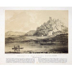 [MELSZTYN]. Melsztyn am Fluss Dunajcem (Galizien). Getönte lithographische Form. 19,7x28,7 auf einem Bogen, 31,3x44,...