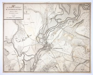 [OSTROŁĘKA]. Plan du champ de bataille d'Ostrolenka. Copperplate form. 36,8x46,...