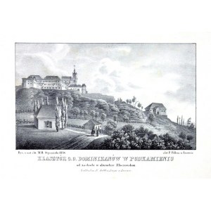 [PODKAMIEŃ]. Monastery of the O.F. Dominican monastery in Podkamien from the west in Zloczow region. Lithograph form. 11,...