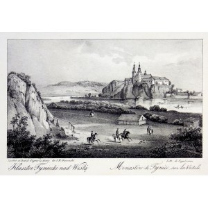 [TYNIEC]. Klášter Tyniec na řece Visle. Monastère de Tyniec, sur la Vistule. Litografická podoba. Na arše 11,4x18,4. 14,...
