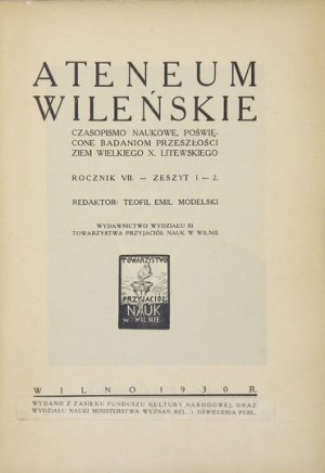 ATENEUM Wileńskie. R. 7, zesz. 1-2: 1930.