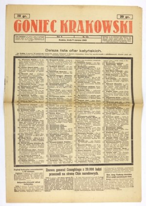 GONIEC Krakowski. R. 5, no. 133: 9 June 1943 Katyn list.