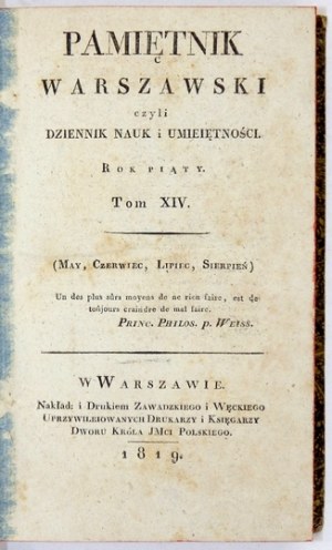PAMIĘTNIK Warszawski. R. 5, vol. 14: V-VIII 1819.