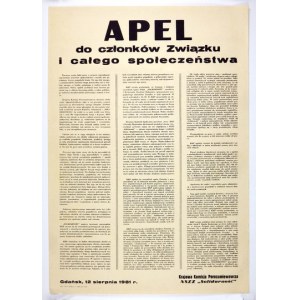 APEL do członków Związku i całego społeczeństwa. Pierwszą troską ludzi pracy a zarazem największym zagrożeniem interesów...