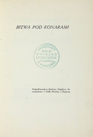 KADEN-BANDROWSKI Juliusz - Battle of Konary. Cracow 1915. central office of the NKN Publishing House. 8, p. 80, [1], tabl....