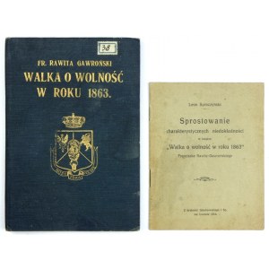 RAWITA-GAWROŃSKI Fr[anciszek] - Walka o wolność w roku 1863. Lwów 1913. Nakł. Komitetu 1863-1913. 8, s. 145, [3]....