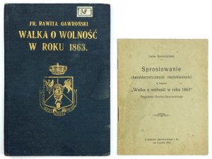 RAWITA-GAWROŃSKI Fr[anciszek] - Walka o wolność w roku 1863. Lwów 1913. Nakł. Committee 1863-1913. 8, p. 145, [3]....