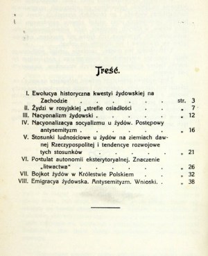 WASILEWSKI Leon - Kwestya żydowska na ziemiach dawnej Rzeczypospolitej. Lwów 1913. Nakł. 