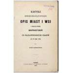 ŁUKASZEWICZ Józef - Krótki historyczno-statystyczny opis miast i wsi w dzisiejszym powiecie krotoszynskim od najdawniejs...