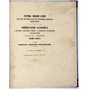 NEUGEBAUER Ludwig Adolf - Systema venosum avium cum eo mammalium et inprimis hominis collatum. Commentatio anatomica a g...