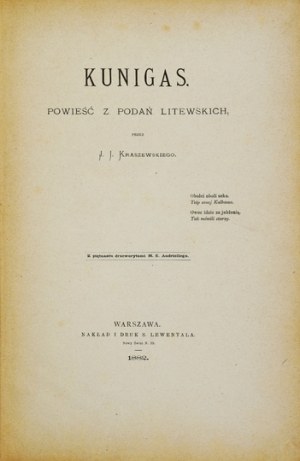 Kraszewski J. I. - Kunigas. Z drzeworytami M. E. Andriollego. 1882.