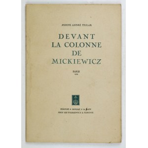 TESLAR J. A. - Devant la Colonne de Mickiewicz. Die 4. Veröffentlichung der Florentiner Nebengebäude von S. Tyszkiewicz,...