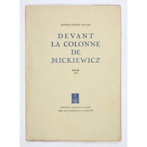 TESLAR J. A. - Devant la Colonne de Mickiewicz. Die 4. Veröffentlichung der Florentiner Nebengebäude von S. Tyszkiewicz,...