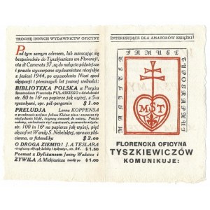 [FOLDER]. Drobny druk reklamowy Oficyny Tyszkiewicza wydany we Florencji w 1954.