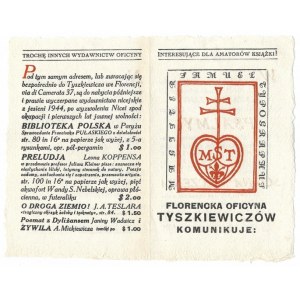 [FOLDER]. Small advertising print of the Tyszkiewicz Publishing House published in Florence in 1954.