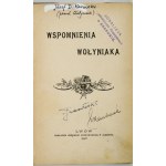 (DUNIN-KARWICKI Józef) - Wspomnienia Wołyniaka. Lvov 1897. księg. Gubrynowicz &amp; Schmidt. 8, s. 339, [1]. opr....