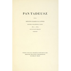 A. Mickiewicz - Pan Tadeusz. 1934.