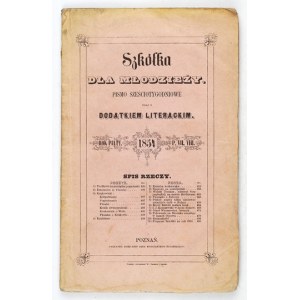ŠKOLA pro mládež. S Mickiewiczovým Oznámením. 1854.