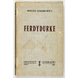 GOMBROWICZ Witold - Ferdydurke. Paris 1969. Instytut Literacki. 8, pp. 292, [1]. pamphlet. Gesammelte Werke, Bd. 1; Bibliot....