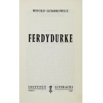 GOMBROWICZ Witold - Ferdydurke. Paris 1969. Instytut Literacki. 8, pp. 292, [1]. pamphlet. Gesammelte Werke, Bd. 1; Bibliot....