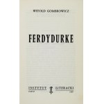 GOMBROWICZ Witold - Ferdydurke. Paris 1969. literary institute. 8, pp. 292, [1]. broch. Collected Works, vol. 1; Bibliot....