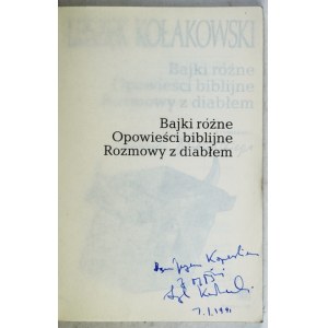 L. KOŁAKOWSKI – Bajki różne. 1990. Z dedykacją autora.
