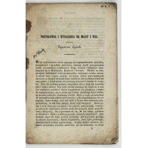 LIPIŃSKI Tymoteusz - Sprichwörter und Redewendungen aus Städten und Dörfern. [Warschau 1852?]. 8, p. 39. pamphlet. [Odb....