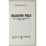 C. MIŁOSZ. - Świadectwo poezji. 1983. Wyd. I.