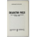 C. MILOSZ. - Zeuge der Poesie. 1983. 1. Auflage.