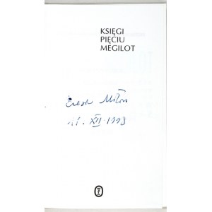 Buch mit fünf Megillahs in Übersetzung und mit Unterschrift von C. Milosz.