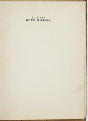 LEC S. J. – Nowe wiersze. 1950. Z okł. J. Lenicy.