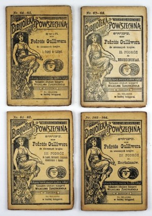 SWIFT [Jonathan] - Gulliver's Travels to Unknown Countries. [Vol.] 1-4. Zloczow [1893-1894], 1928. bookseller. W....