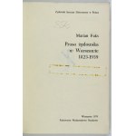 FUKS Marian - Die jüdische Presse in Warschau 1823-1939. Warschau 1979. PWN. 8, s. 362....