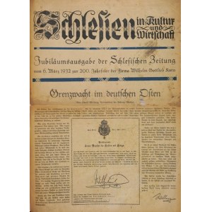 (KORN Wilhelm Gottlieb). Sonderausgabe der Breslauer Schlesischen Zeitung, die zum Teil Wilhelm Gottlieb gewidmet ist...