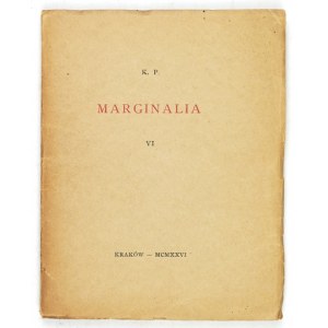 [PIEKARSKI K.] – Marginalia. 1926. Z podpisem autora.