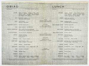 [BATORY M/S, menu 2]. Dinner/Lunch. North Sea, 27 May 1962.