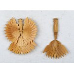 [EAGLE]. Prostorový korunovaný orel, precizně ručně vyrobený z kusů dřeva a dřevěných třísek.